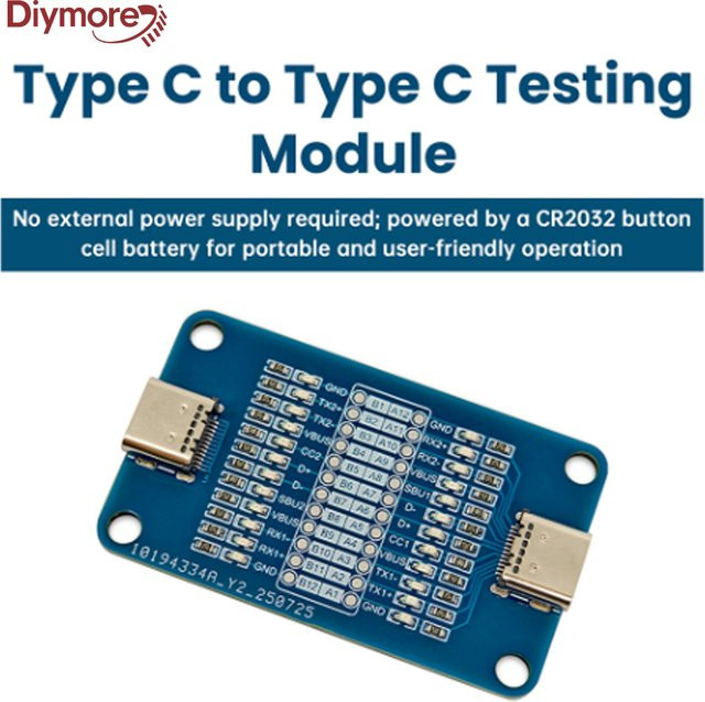 diymore Doppelkopf USB-C Erkennungsmodul in Blau, 24-poliger Leitfähigkeitstester für Schnellladekabel mit LED-Anzeige und tragbarem Design - Bild 1