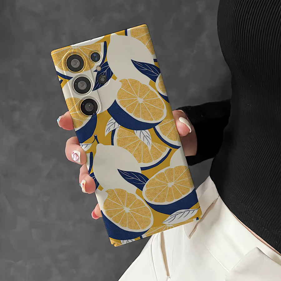 Stoßfeste Doppelschicht-Handyhülle mit Zitronenscheiben-Design für Samsung Galaxy S26 S25 S24 S23 Ultra Plus in Gelb und Marineblau - Bild 4