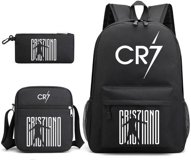 C Ronaldo 3-teiliges Schulset bestehend aus Schultasche, Rucksack und Federmäppchen in Schwarz - Bild 1