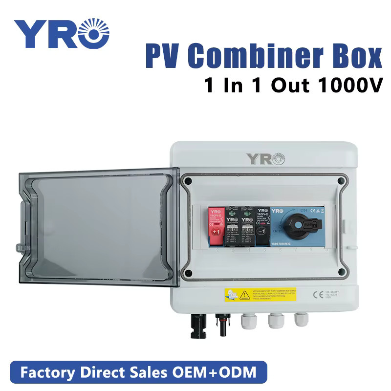 PV Combiner Box Solar Photovoltaik mit Blitzschutz, Sicherung und Isolatorschalter, 1 Eingang 1 Ausgang DC1000V, IP65, Weiß, B/T/H: 25,4 x 20,0 x 0 cm - Bild 2