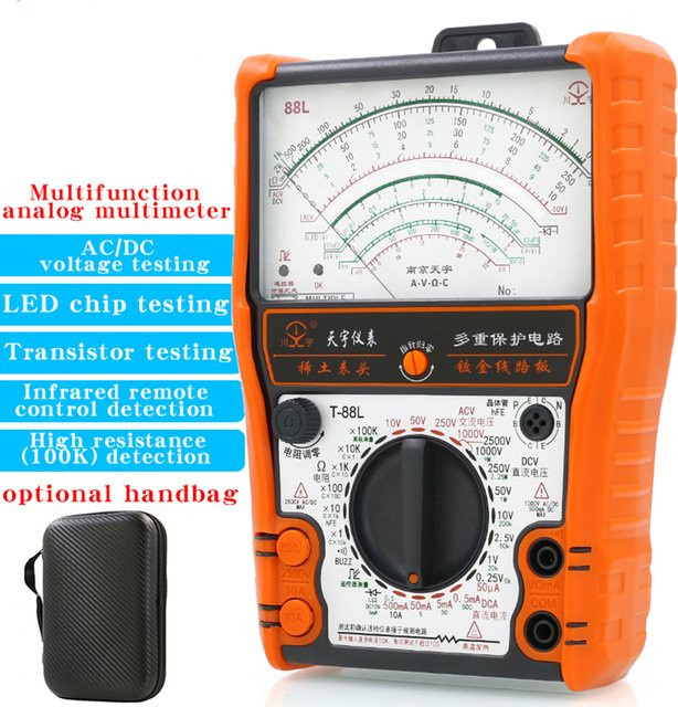 NJTY 88L Mechanisches Multimeter mit externem Magnetzeiger in Orange, Hochpräzises Universalmessgerät mit Anti-Burn-Schutz - Bild 1