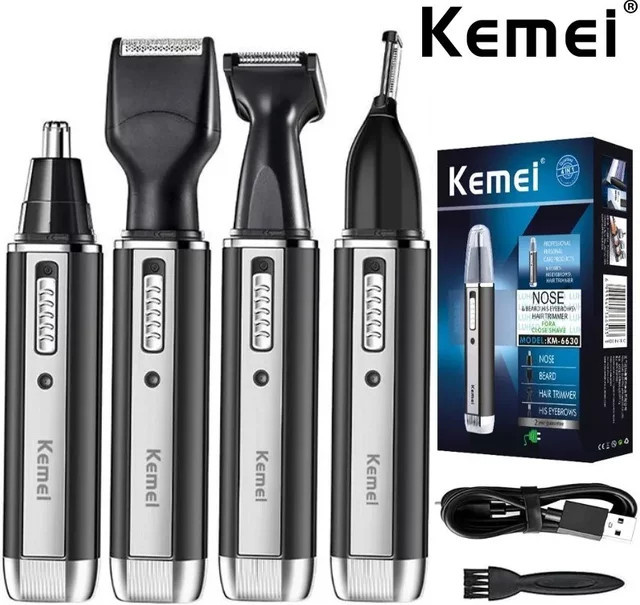 Kemei 4-in-1 Trimmer, elektrischer Nasen- und Ohrenschneider, Herren, Schwarz - Bild 1