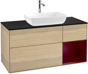 V&B Waschtischunterschrank Finion in Beige mit Eichenholz-Elementen, Breite: 120 cm, Tiefe: 50,1 cm, Höhe: 50,1 cm - Bild 1