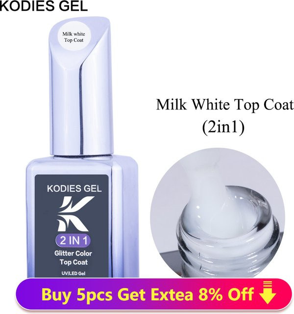 KODIES GEL Milky White Top Coat, Nagellack, Glänzend - Bild 1