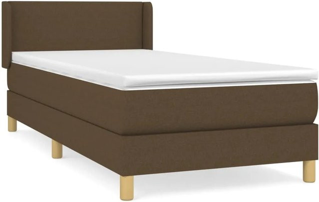 vidaXL Boxspringbett mit Matratze Dunkelbraun B/T/H: 80 x 200 cm, Hybrid-Design mit Taschenfederkern und Stoffbezug - Bild 1