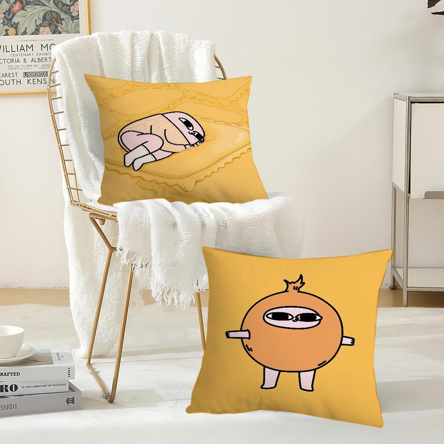 Niedliche K-Ketnipz Kissenhülle im Cartoon-Design für Schlafzimmer, Wohnzimmer und Auto, Material Peach Skin, B/H: 18 x 18 cm - Bild 1