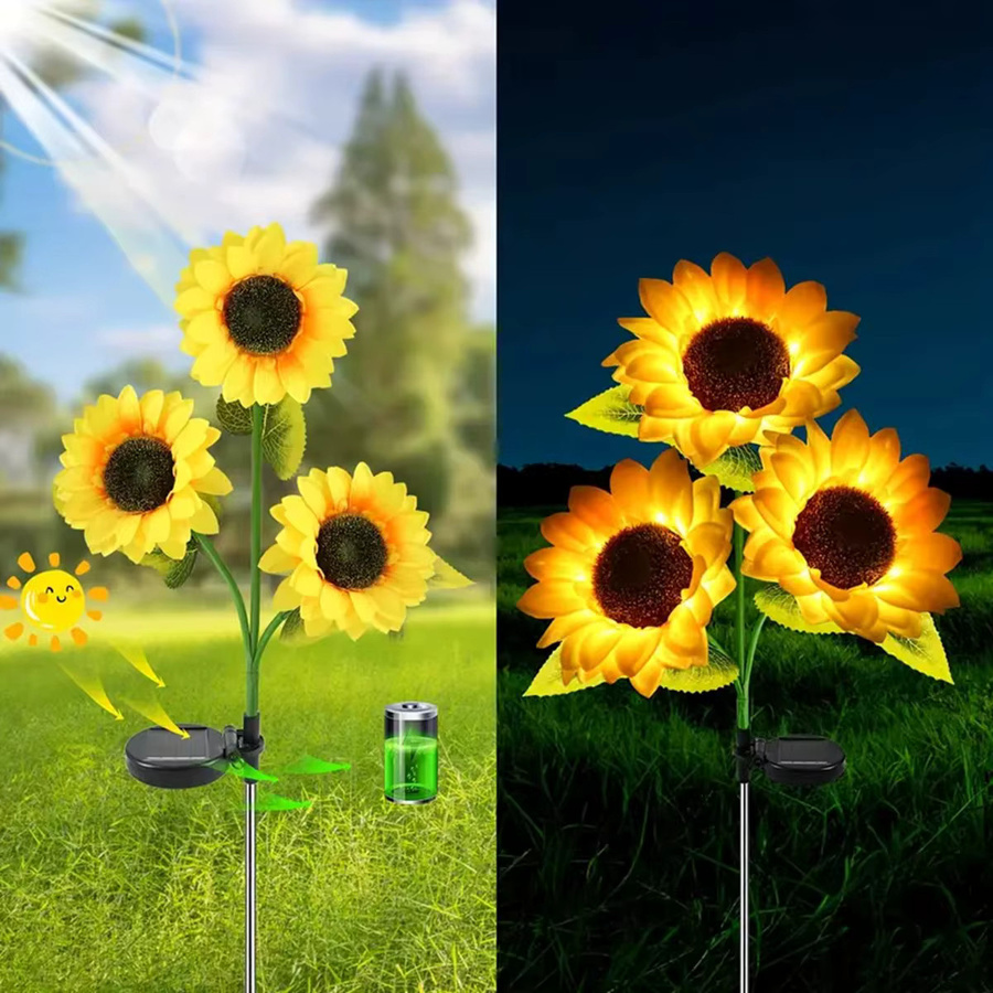 Peach Forest Solar Sonnenblumen LED Gartenleuchte, Gelb, Warmweiß - Bild 3