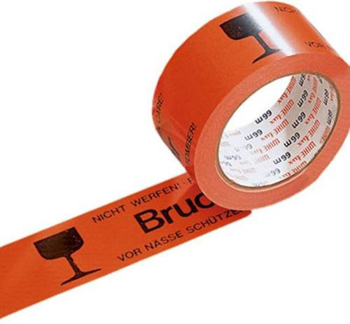 Signalklebeband Bruchgefahr aus Kunststoff in Orange und Schwarz, Breite: 50 mm, Länge: 66 m - Bild 1