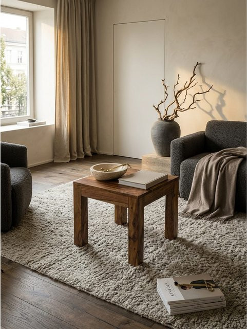 Beistelltisch MUMBAI von KADIMA DESIGN aus Massivholz im Landhausstil, Braun, B/T/H: 45 x 45 x 40 cm - Bild 1