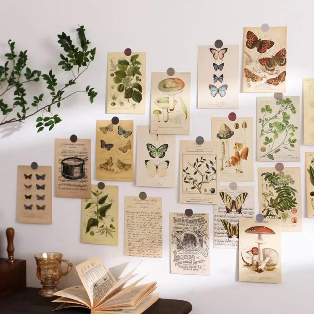 30 Stück Vintage Postkarten mit Retro Waldtieren und Pflanzen für DIY Scrapbooking und kreatives Schreiben, Mehrfarbig - Bild 1