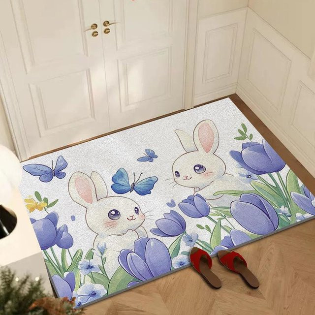 Schmutzabweisende Cartoon Seiden-Bodenmatte für den Eingangsbereich, rutschfest und staubentfernend, Mehrfarbig, B/T: 60 x 40 cm - Bild 1