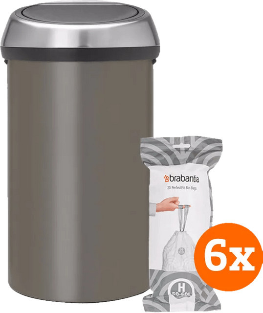 Brabantia Touch Bin 60 Liter in Platinum und Grey inklusive 120 Müllbeuteln - Bild 1
