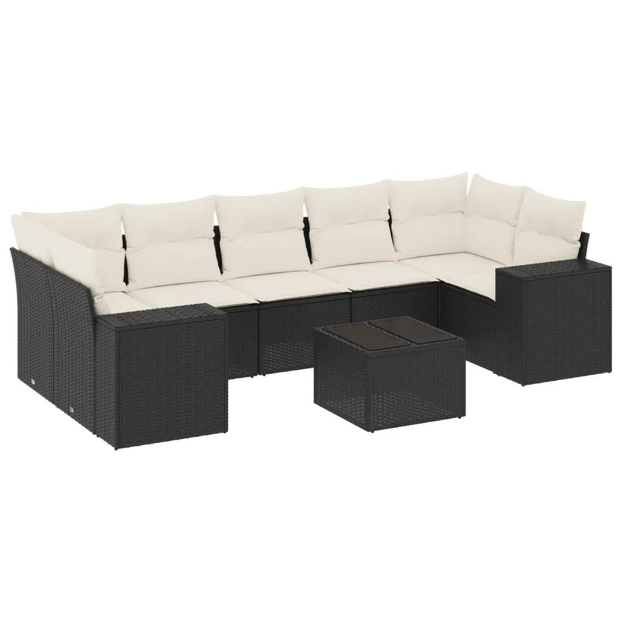 vidaXL 8-teilige Garten-Sofagarnitur aus Polyrattan mit Kissen in Schwarz - Bild 2