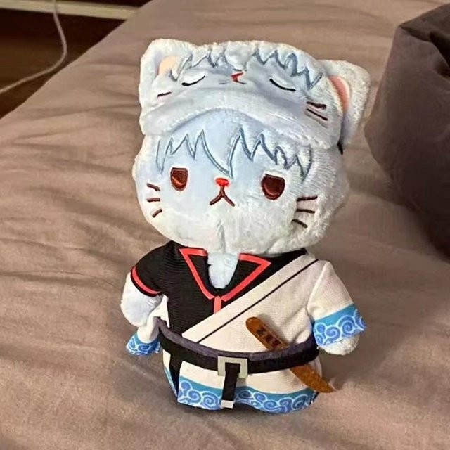 Yiran toy Gintama Sakata Gintoki & Katsura Kotaro Augenmaske Katze, Plüschpuppe Schlüsselanhänger, 14cm, ab 14 Jahren - Bild 1