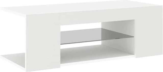 vidaXL TV-Schrank in Weiß mit integrierter LED-Beleuchtung und Medienfächern, modern und glänzend, B/T/H: 90 x 39 x 30 cm - Bild 1