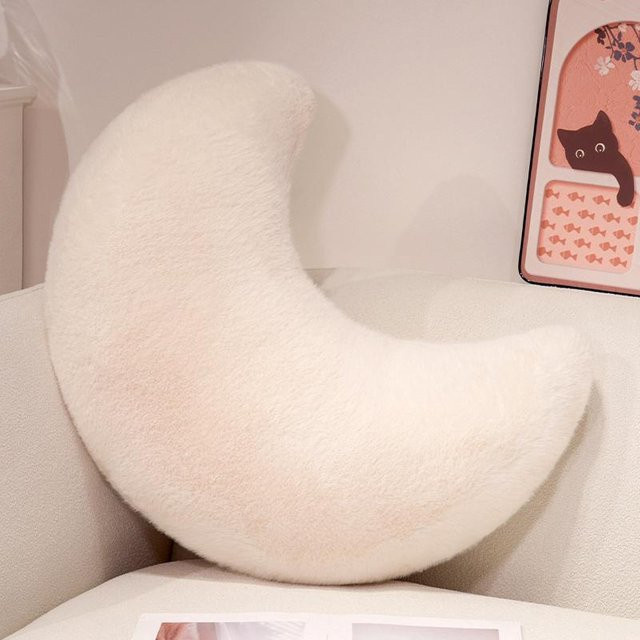 Mond-Dekokissen von Yiran Health & Beauty in Weiß aus weichem Plüsch für Schlafzimmer und Wohnzimmer - Bild 1