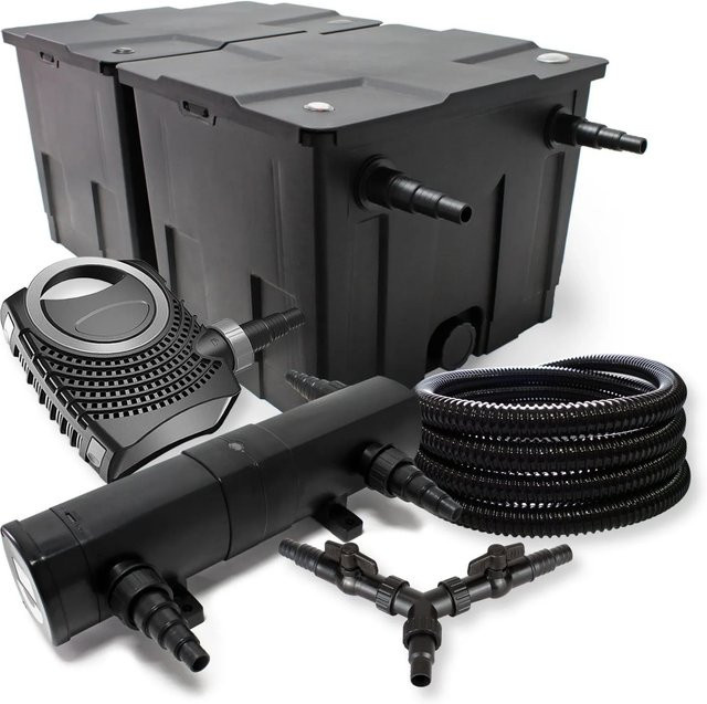 Sunsun Teichfilter Set für bis zu 60000 Liter mit Neo10000 Teichklärer 24W, 80W Pumpe und 25M Schlauch in Schwarz - Bild 1