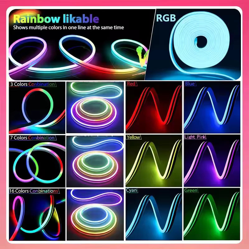 LeiiGeeGo RGBIC Neon-LED-Lichterkette mit Bluetooth-Fernbedienung, wasserdichte adressierbare Neon-Flex-Lichtleiste in Multicolor für Außenbereich, Garten und Terrasse, 24V - Bild 2