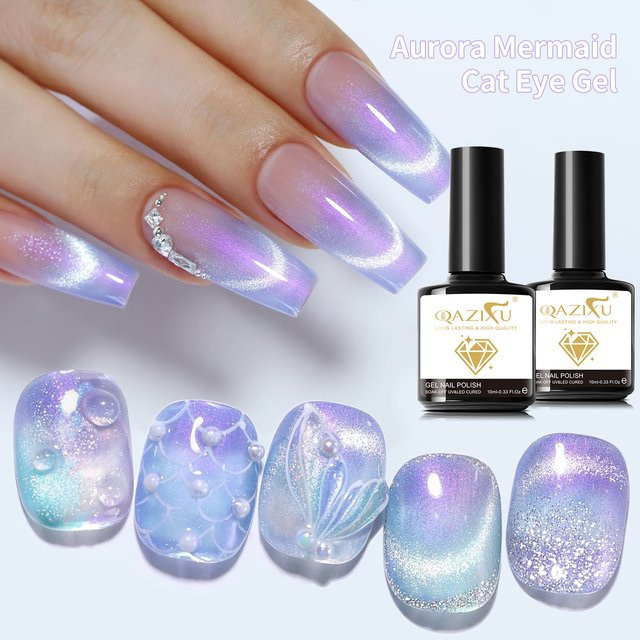 QAZIXU Aurora Purple Cat Eye Magnetic Gel Polish, 10 ml, Schimmernd - Bild 1