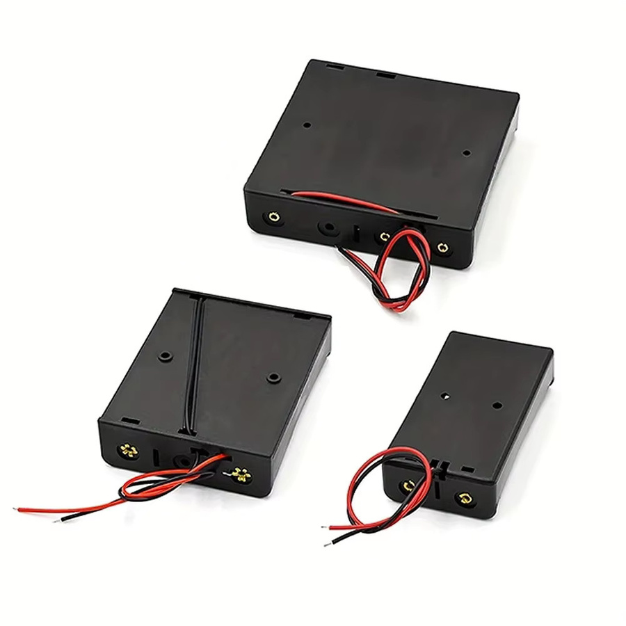 18650 Lithium-Batterie Halter Box mit Kabel in Schwarz aus Kunststoff für 1 bis 4 Batterien - Bild 3