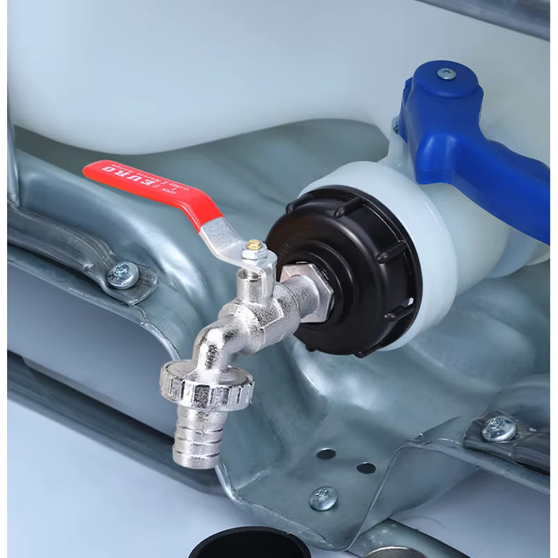 Wassertank Adapter S60 x 6 auf 1/2 Zoll und 3/4 Zoll Reduzierstück für IBC Tanks in Silber - Bild 2
