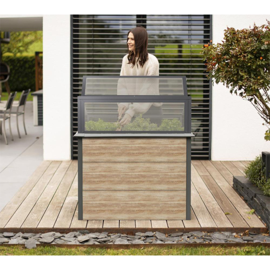 Westmann Metallhochbeet Primus-Multi Plus M mit Frühbeetaufsatz in Holzoptik Anthrazit B/T/H: 100 x 50 x 113 cm - Bild 2