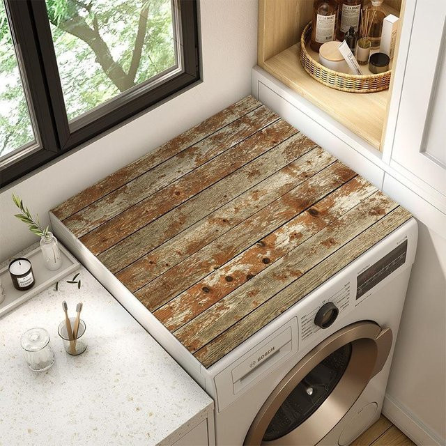 Sunshine SSKY Waschmaschinenabdeckung mit Holzmaserung in Braun, absorbierendes Anti-Rutsch-Pad zum Schutz von Arbeitsplatten, Mikrowellen und Waschmaschinen, B/T: 30 x 30 cm - Bild 1