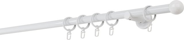 Mydeco Gardinenstange einläufig in Weiß mit Wandträgern und Endstück Ball, Durchmesser: 2 cm, Länge: 290 cm - Bild 1