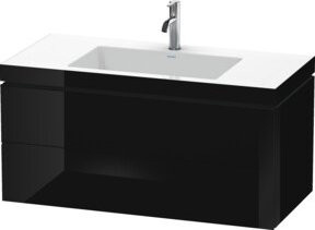 Duravit Waschtischunterschrank L-Cube c-bonded, Wandhängend, Schwarz Hochglanz, B: 100 cm, T: 48 cm, H: 50 cm, 2 Schubladen - Bild 1