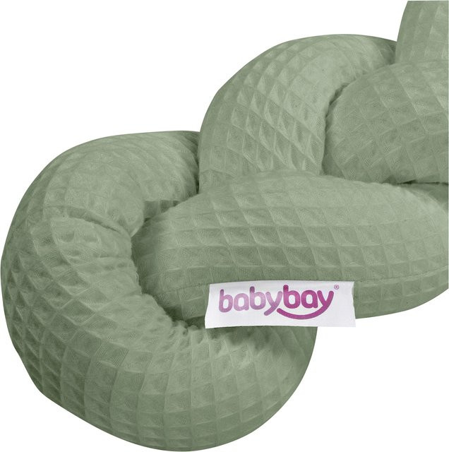 Babybay Nestchenschlange Waffelpiqué geflochten aus Baumwolle in Grün, Länge: 200 cm - Bild 1
