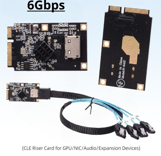 ADT-Link Mini PCIe zu 4-Port SATA Oculink SFF-8612 Riser Karte, 6 Gbit/s SSD Erweiterung Konverter, Schwarz - Bild 1