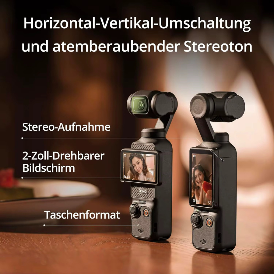 DJI Osmo Pocket 3 Handheld Gimbal Kamera mit 1-Zoll CMOS Sensor in Schwarz - Bild 4