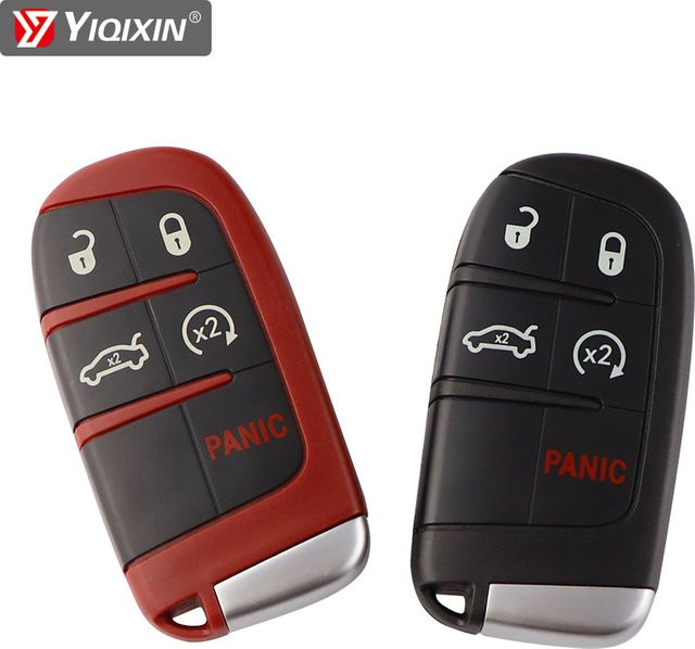 YIQIXIN Fernbedienung Auto Schlüssel Shell für Dodge Ram 1500, Dart, Challenger, Charger, Chrysler 300 und Jeep, 5 Tasten, Schwarz oder Rot, Uncut Klinge - Bild 1