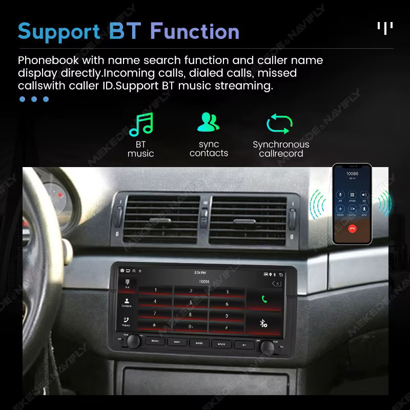 NaviFly Android 15 Autoradio mit 10,26 Zoll Display und Carplay für BMW E46 M3 und Rover 75 in Schwarz - Bild 3