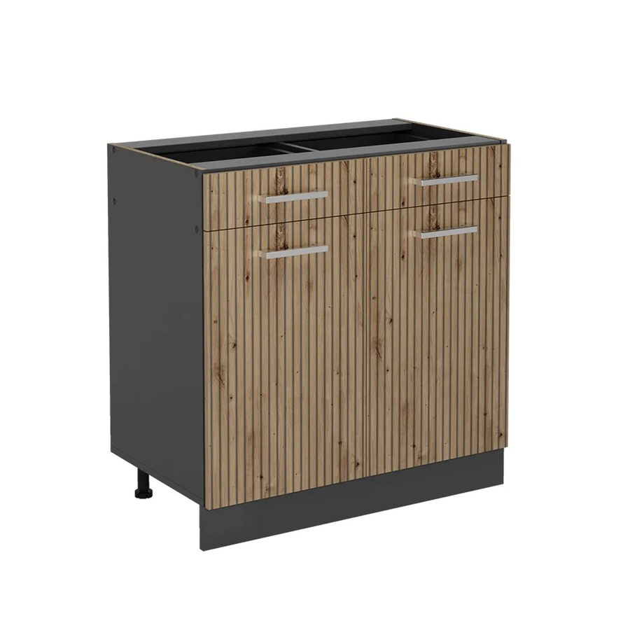 Vicco Küchenunterschrank R-Line in Artisan-Eiche und Anthrazit ohne Arbeitsplatte, B: 80 cm, H: 81,6 cm, T: 46 cm - Bild 2