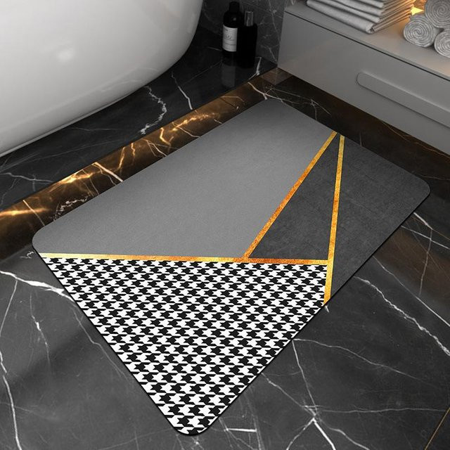 Yiran Furniture Kieselalgen-Schlammmatte für Badezimmer und Toilette, grau, rutschfest und schnelltrocknend, B/H: 60 x 40 cm - Bild 1