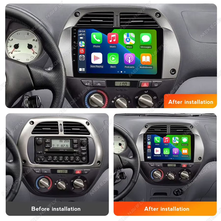 NAVIFANS Android 14 Multimedia-Autoradio für Toyota RAV4 CA20 XA20 (2001-2006) mit Drahtlosem CarPlay und Bluetooth, Schwarz - Bild 2