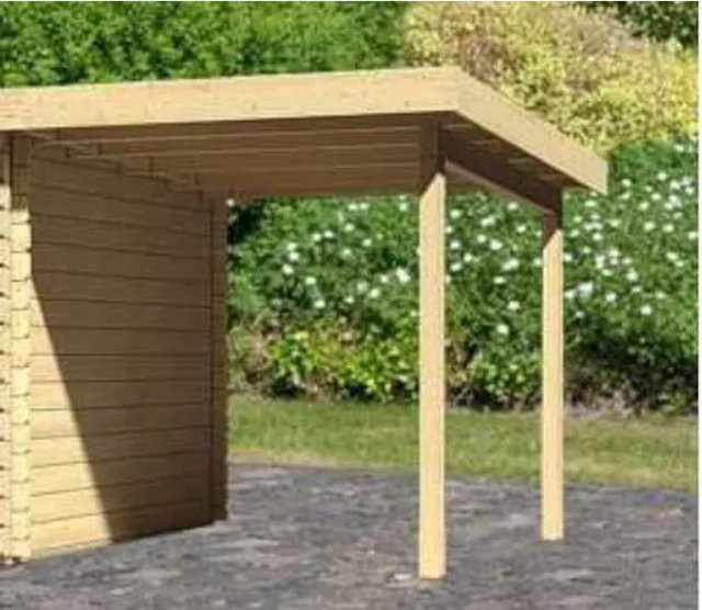 Karibu Anbaudach für Gartenhaus Bastern 5, Lean-to Pultdach aus Holz, Weiß oder Braun - Bild 1