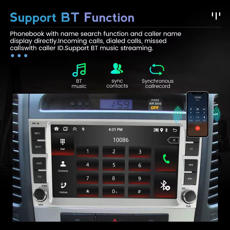 STRONGNAVI Android 15 Multimedia Player mit 7 Zoll Display und GPS für Hyundai Santa Fe 2006-2012, Android Auto, Schwarz - Bild 4