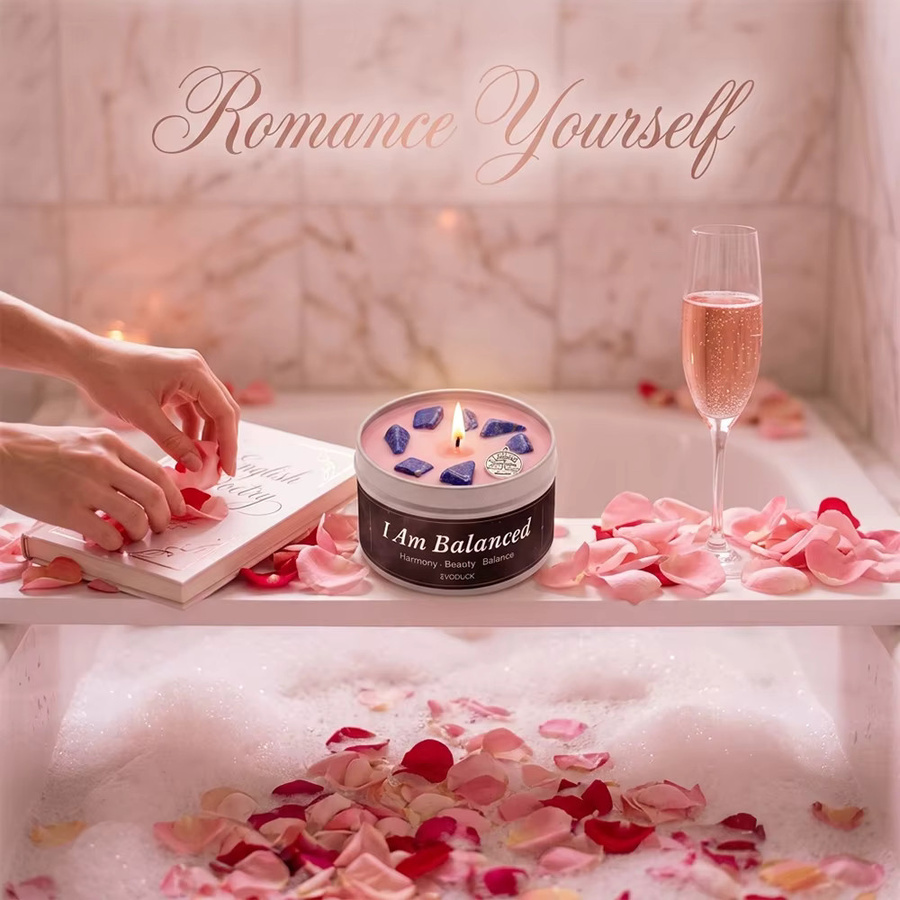 EVODUCK Astrologie Duftkerze Waage Rose Amber Aromatherapie-Kerze in Metalldose, 85 g - Bild 5