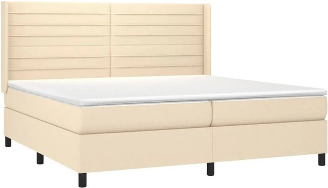 vidaXL Boxspringbett Hybrid mit Matratze und LED-Beleuchtung in Beige, B/T: 200 x 200 cm - Bild 1