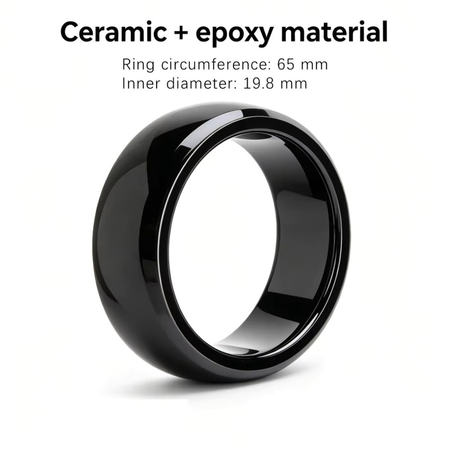HACHANLUN NFC Smart Ring NTAG216 IC RFID in Schwarz, IP68 Wasserdichter Keramikring für Zugangskontrolle und NFC Payment, Unisex - Bild 2