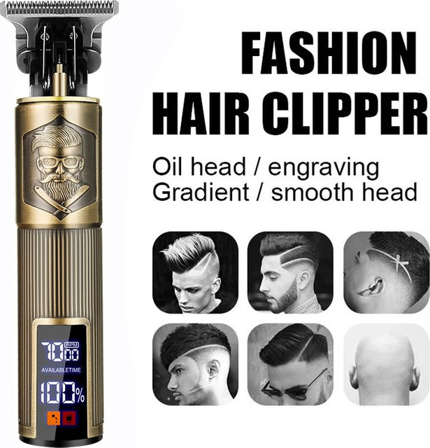 DOLL WAX Mini Tragbarer Elektrischer Haarschneider T9 Wiederaufladbarer Rasierer in Gold - Bild 1