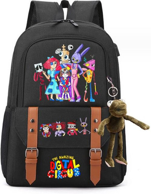 3-teiliges Schulrucksack-Set in Schwarz aus Oxford-Stoff mit großem Fassungsvermögen inklusive Federmäppchen und Schultergurt - Bild 1