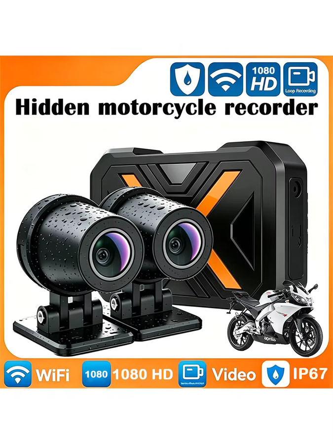 WDSZKMYF Motorrad Dashcam mit Dual-Objektiv für Vorder- und Rückkamera, 1080P Full HD, WiFi, IP67 Wasserdicht, Schwarz - Bild 4