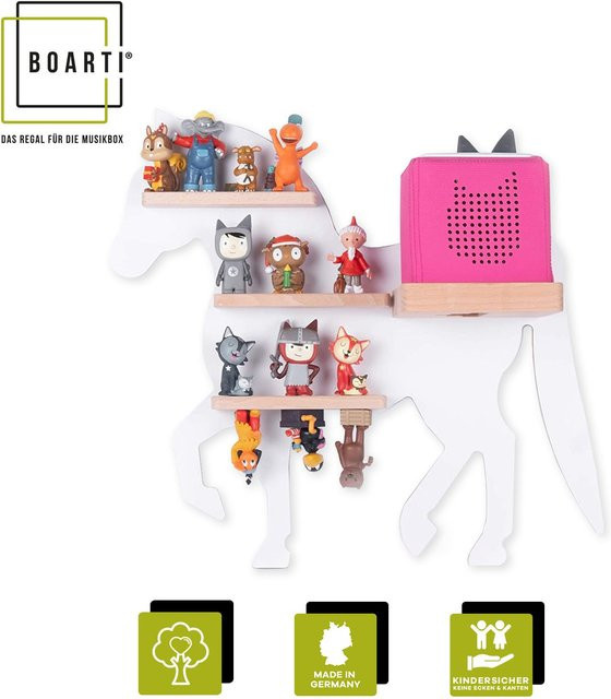 BOARTI Kinderregal Pferd aus Holz als Wandregal für Toniebox und Figuren mit Magneteinsätzen, H x B x T: 42 x 46 x 19 cm - Bild 1