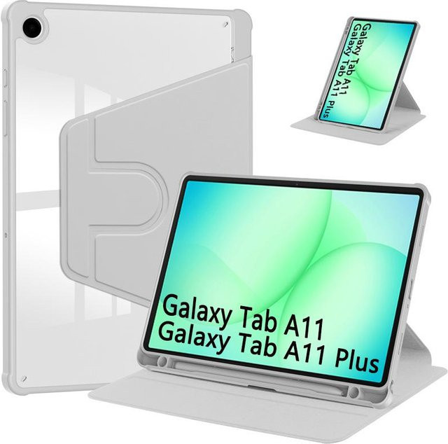 Samsung Drehhülle für Galaxy Tab A11 8.7 und A11 Plus in Weiß mit Stiftehalter und Smart Funktion für SM-X130 SM-X230 SM-X233 - Bild 1