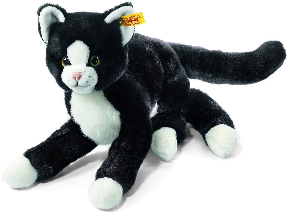Steiff Schlenker-Katze Mimmi 30, Plüsch, schwarz/weiss - Bild 1
