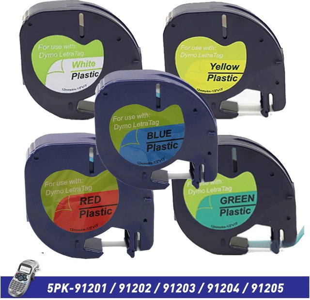 Dymo LetraTag Nachfüllpackung 91331 Weißes Kunststoff-Etikettenband für LT-100H, Breite: 12 mm, Länge: 4 m - Bild 1