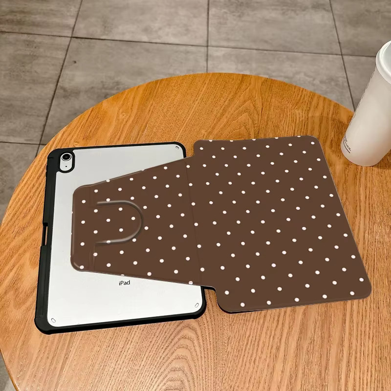 Klassische iPad Hülle mit Tupfen-Design in Schwarz und Braun für Apple iPad Pro 10/11 Zoll sowie iPad Air 3, 4, 5 und iPad 9. Generation - Bild 3